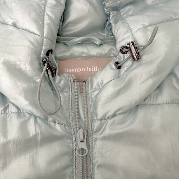 Woman Within Hooded Puffer Jacket Pink Blue Ombre Size Large Plus 18 / 20 - Picture 5 of 10